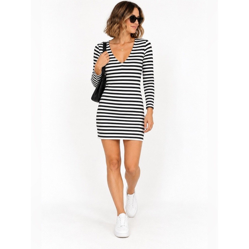 ASOS Black and White Striped Bodycon Mini Dress 8